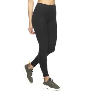 Felina Sueded Athleisure Performance Leggings S Black Mid Rise Wide Waistband
